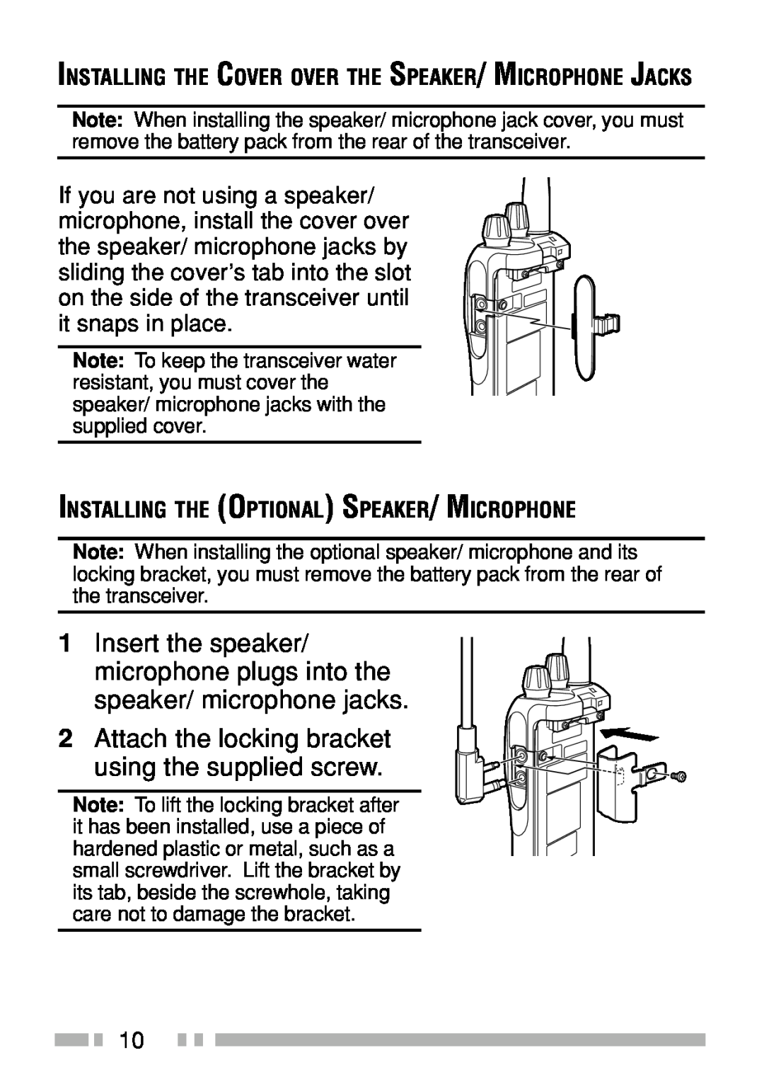 Kenwood TK-3160 instruction manual 1Insert the speaker 