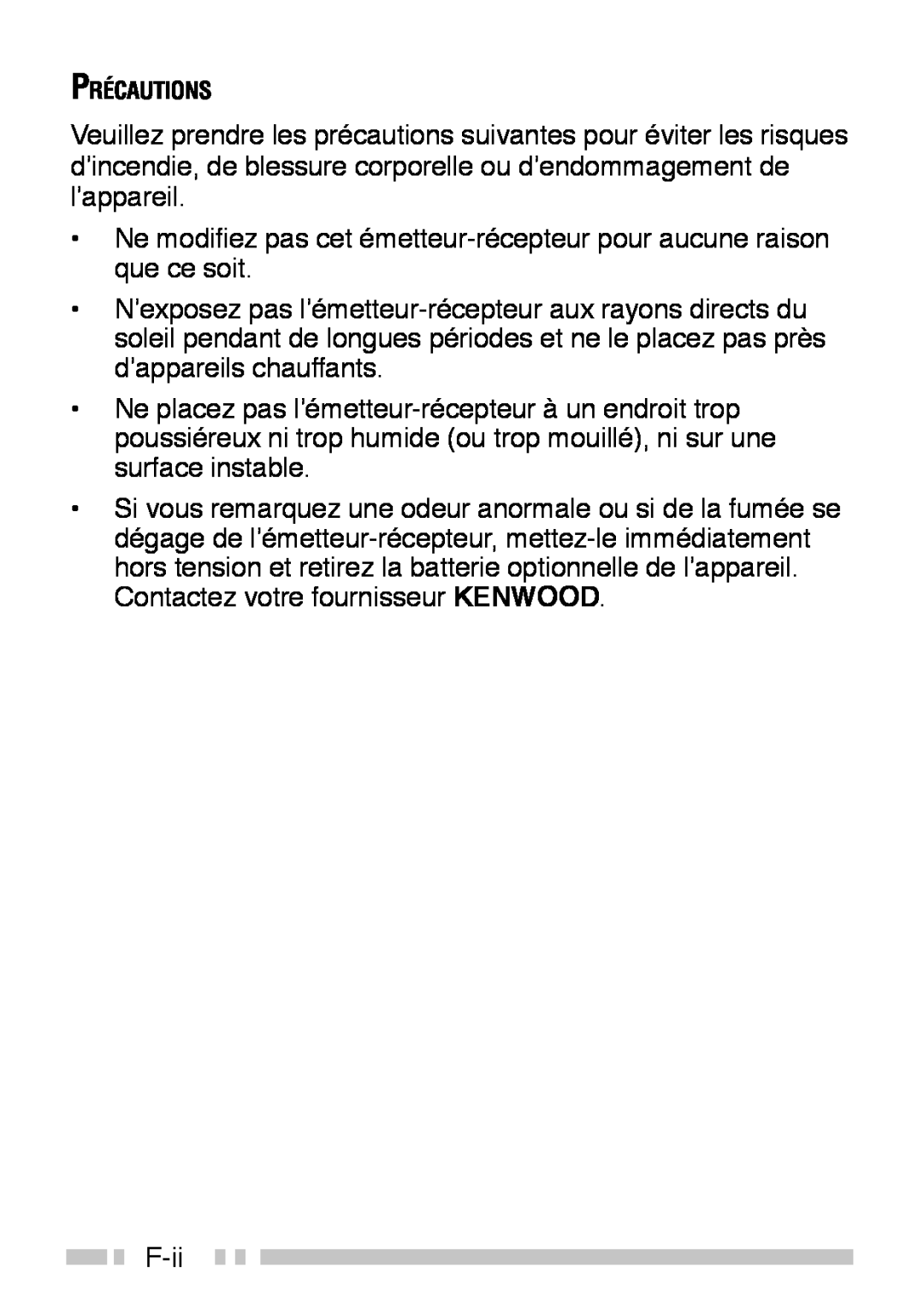Kenwood TK-3160 instruction manual F-ii 