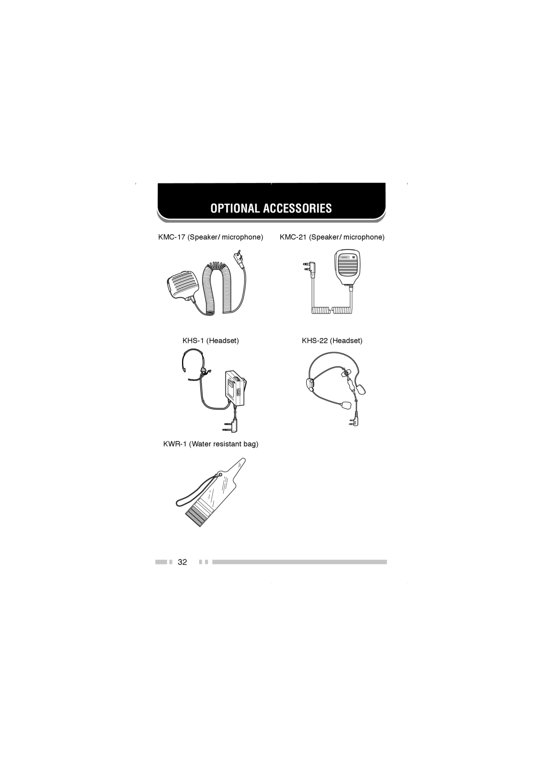 Kenwood TK-3200, TK-2200 instruction manual Optional Accessories 