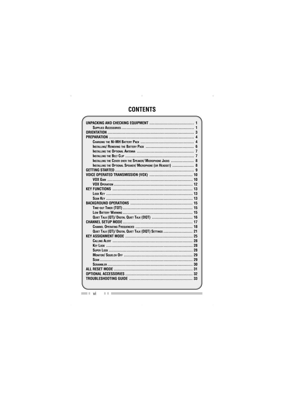 Kenwood TK-3200, TK-2200 instruction manual Contents 