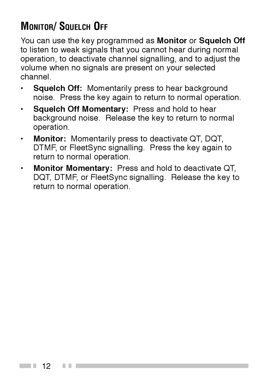 Kenwood TK-3202, TK-2202 instruction manual MONITOR/ Squelch OFF 