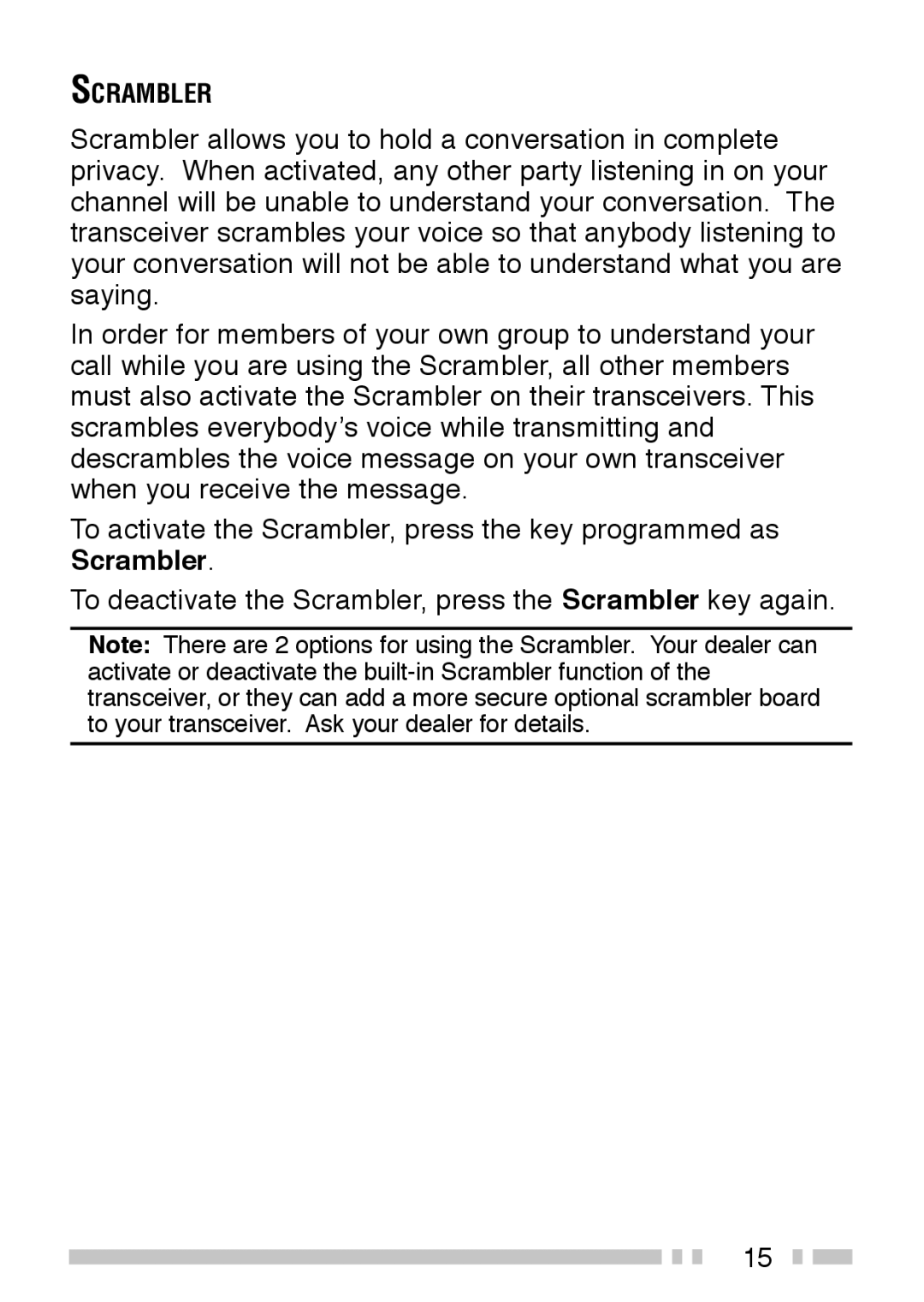 Kenwood TK-2202, TK-3202 instruction manual Scrambler 