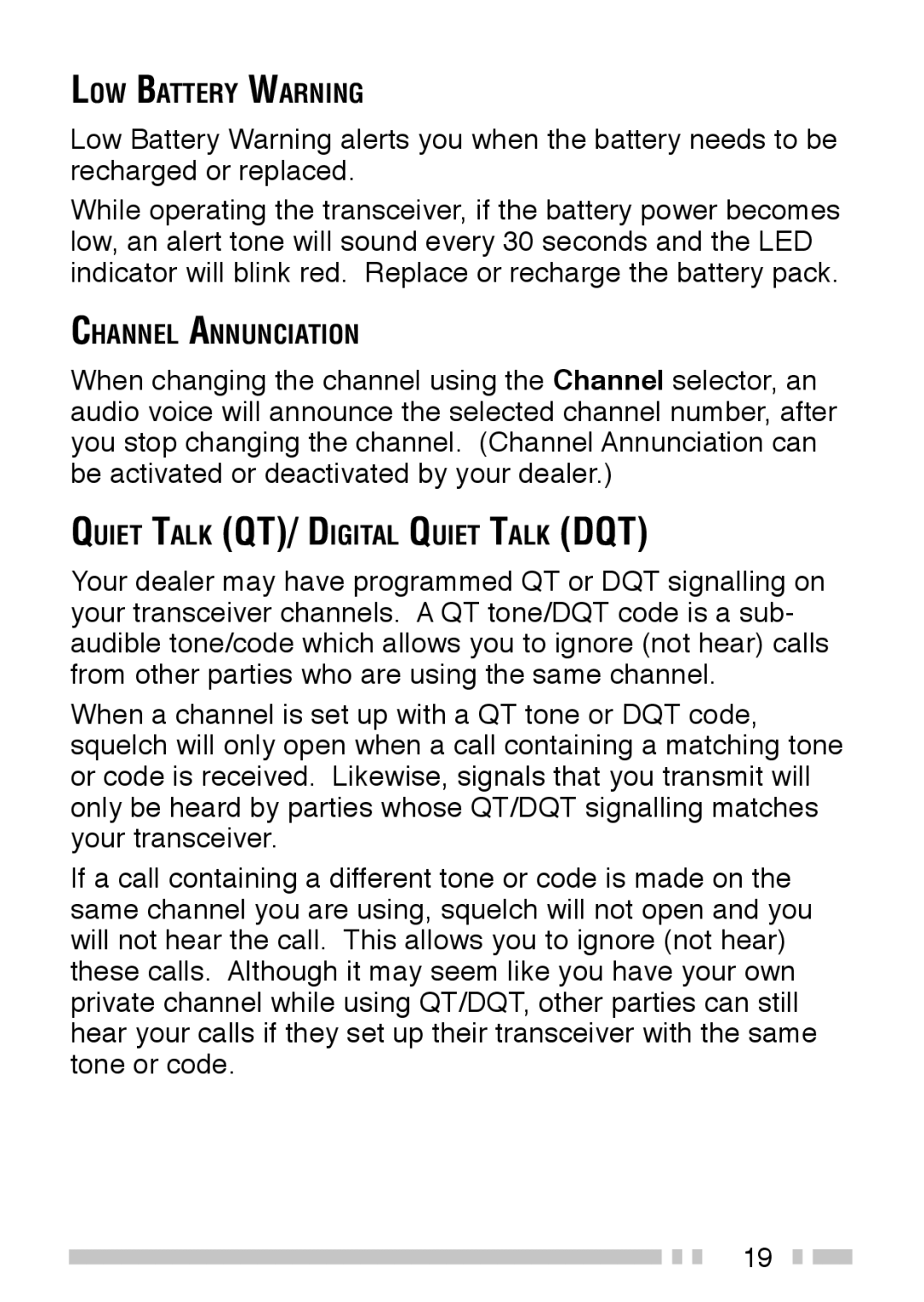 Kenwood TK-2202, TK-3202 instruction manual LOW Battery Warning 