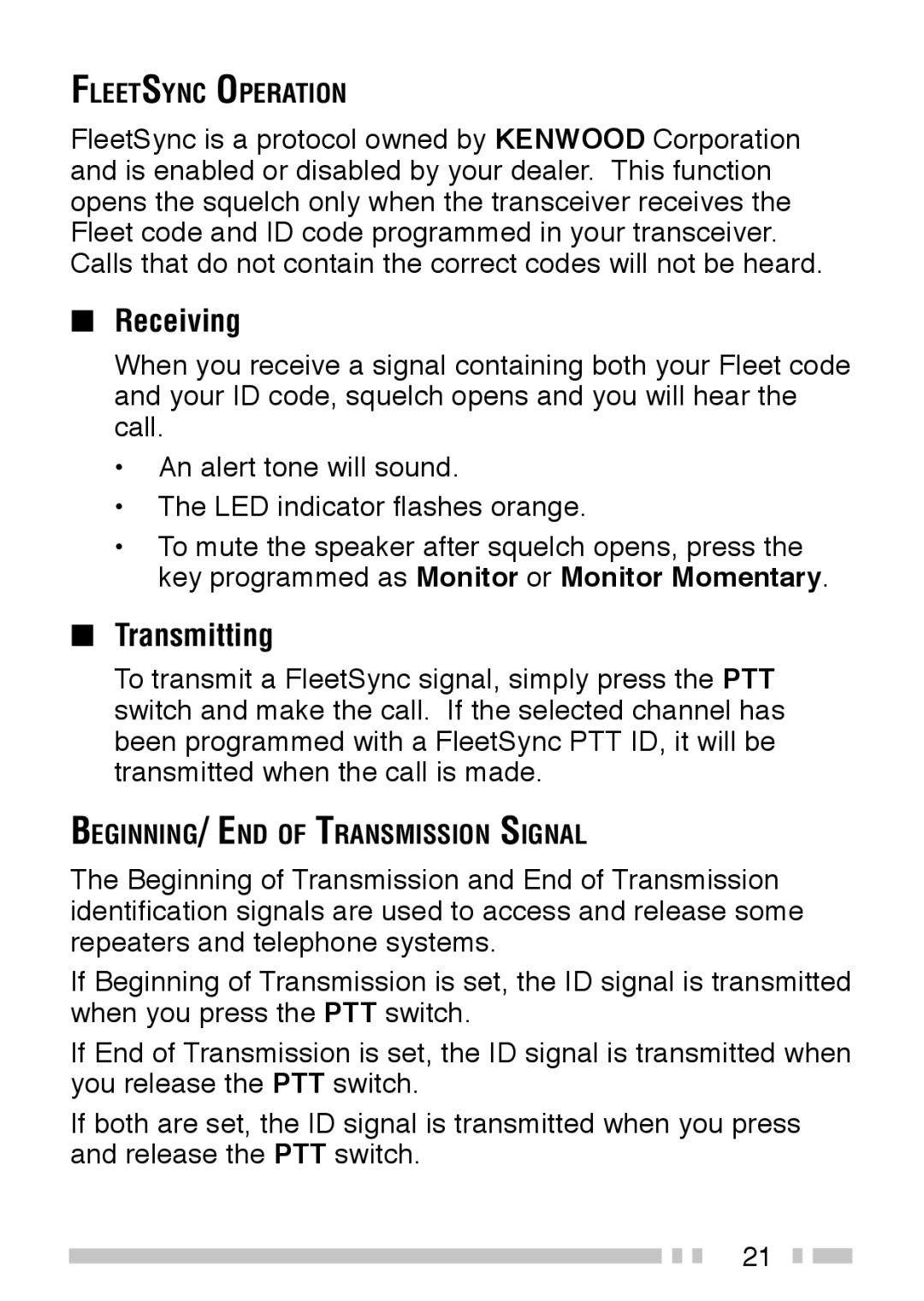 Kenwood TK-2202, TK-3202 instruction manual Receiving, Transmitting 