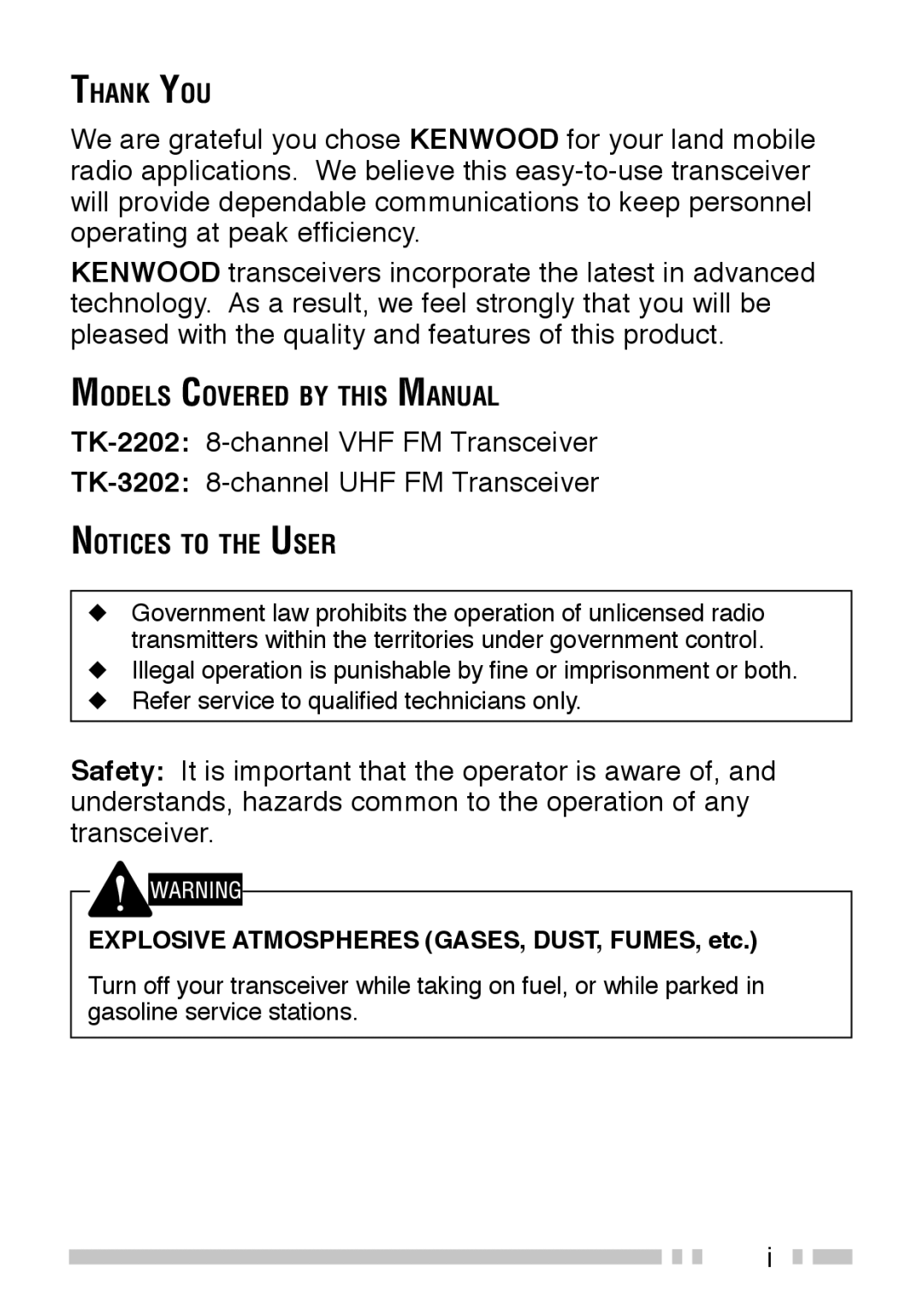 Kenwood TK-2202, TK-3202 instruction manual Thank YOU 