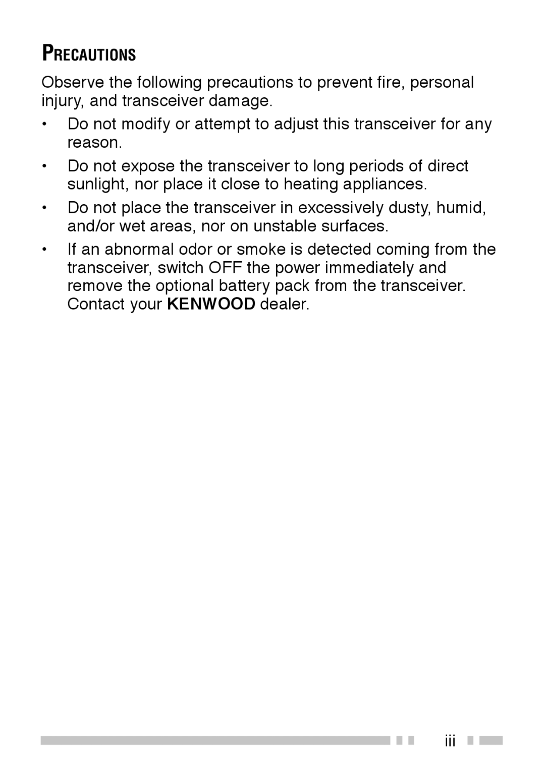 Kenwood TK-2202, TK-3202 instruction manual Precautions 