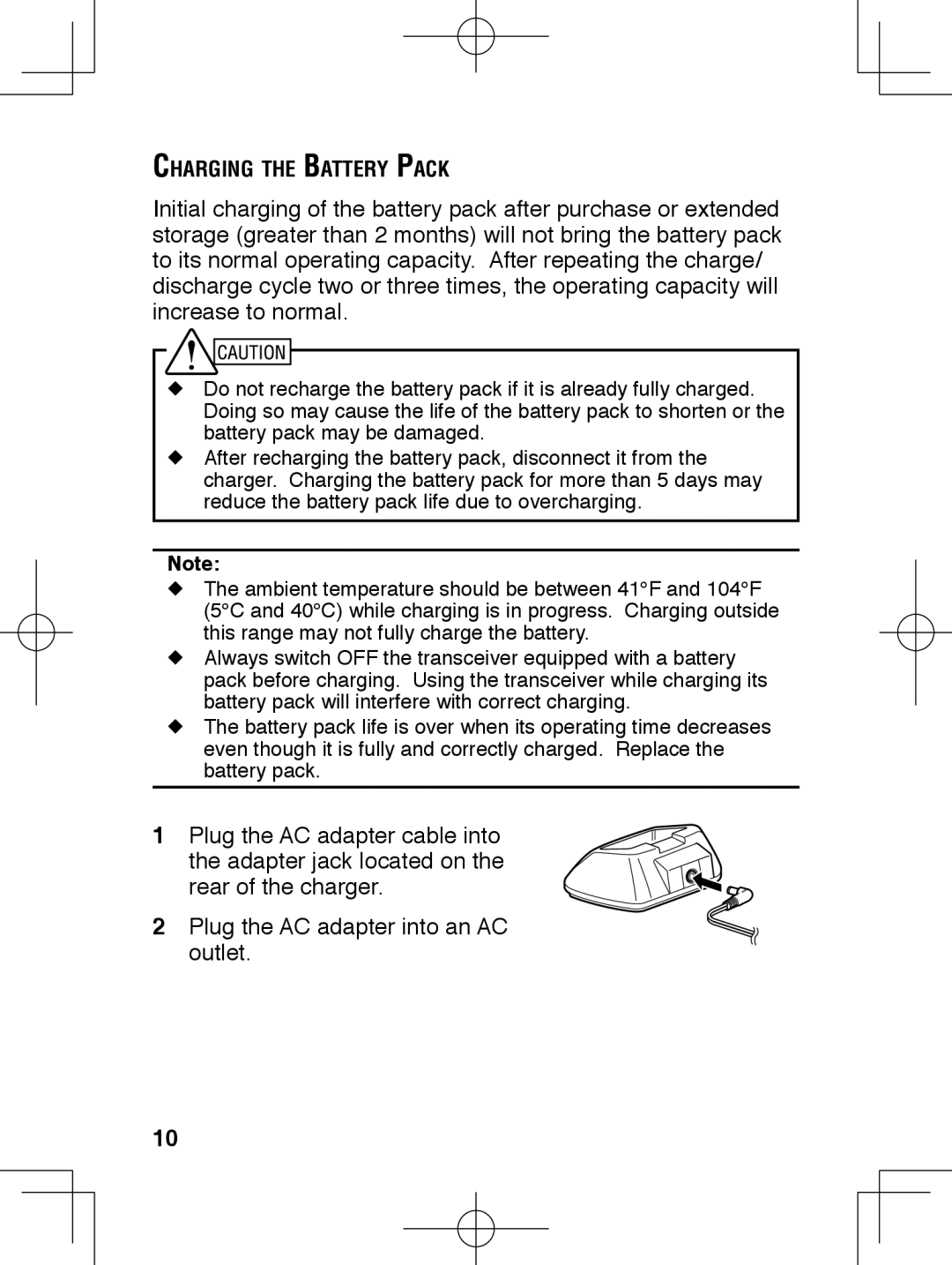 Kenwood TK-3230 instruction manual Charging the Battery Pack 