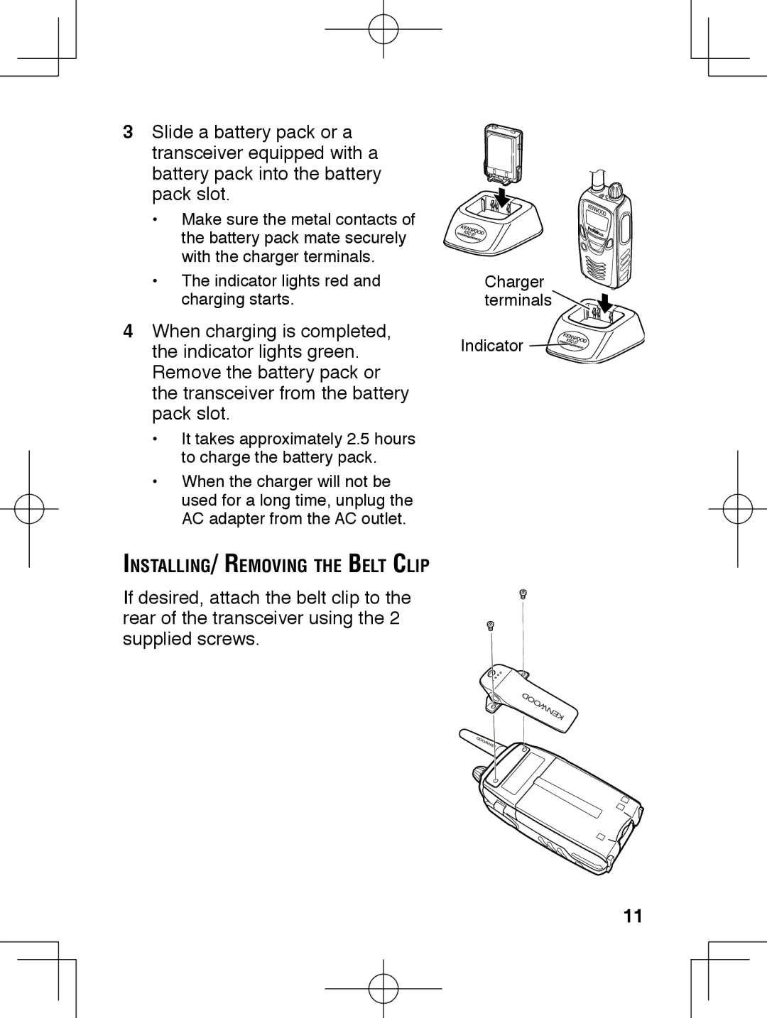 Kenwood TK-3230 instruction manual Installing/ Removing the Belt Clip 