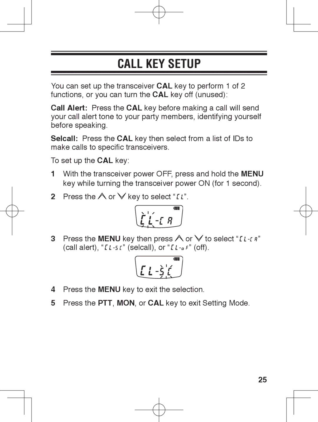 Kenwood TK-3230 instruction manual Call Key Setup 