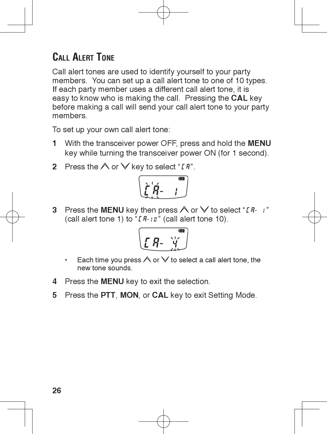 Kenwood TK-3230 instruction manual Call Alert Tone 