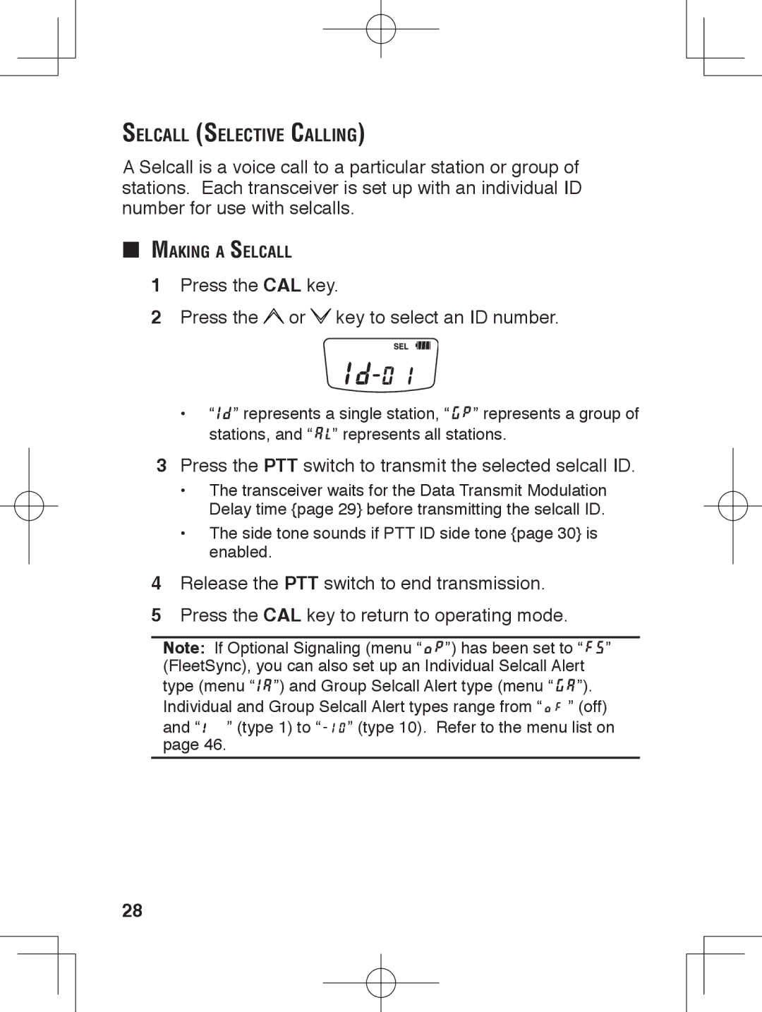 Kenwood TK-3230 instruction manual Press the PTT switch to transmit the selected selcall ID, Selcall Selective Calling 