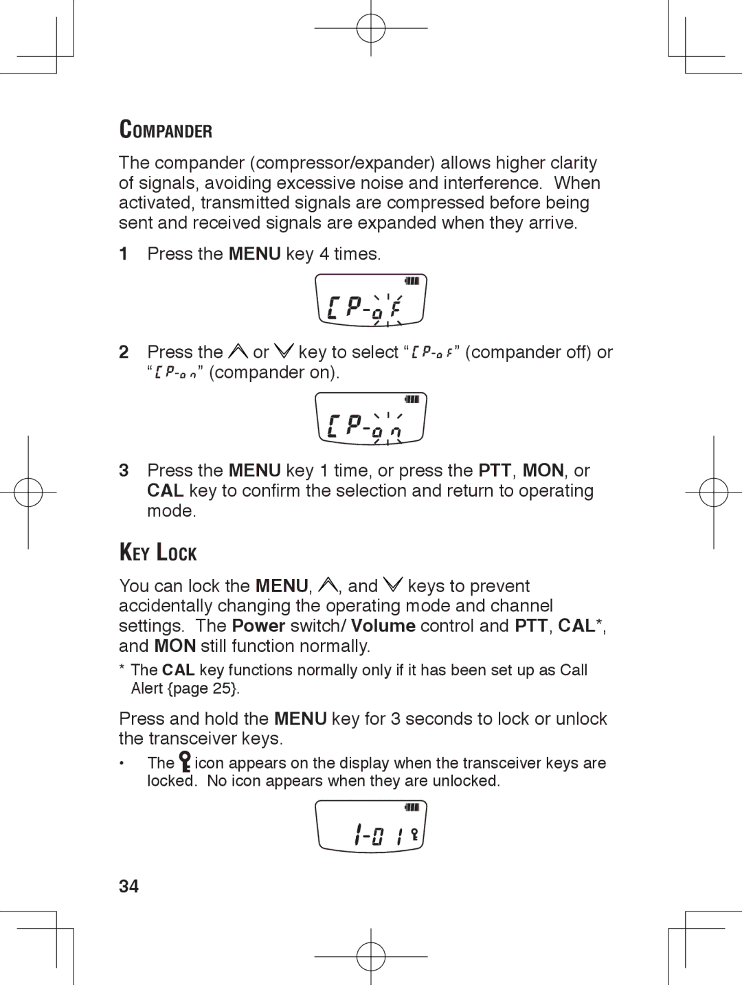 Kenwood TK-3230 instruction manual Compander, Key Lock 