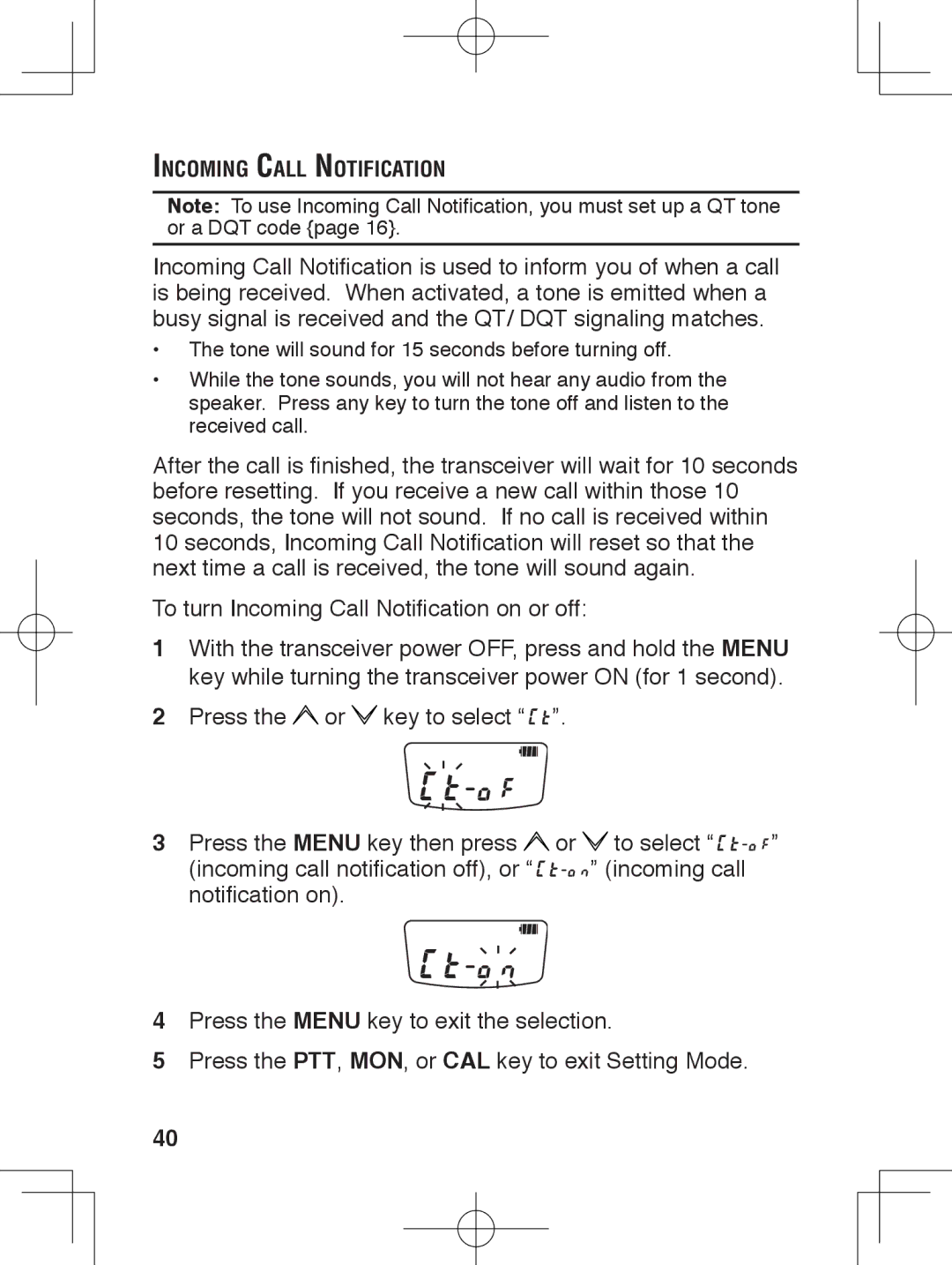 Kenwood TK-3230 instruction manual Incoming Call Notification 