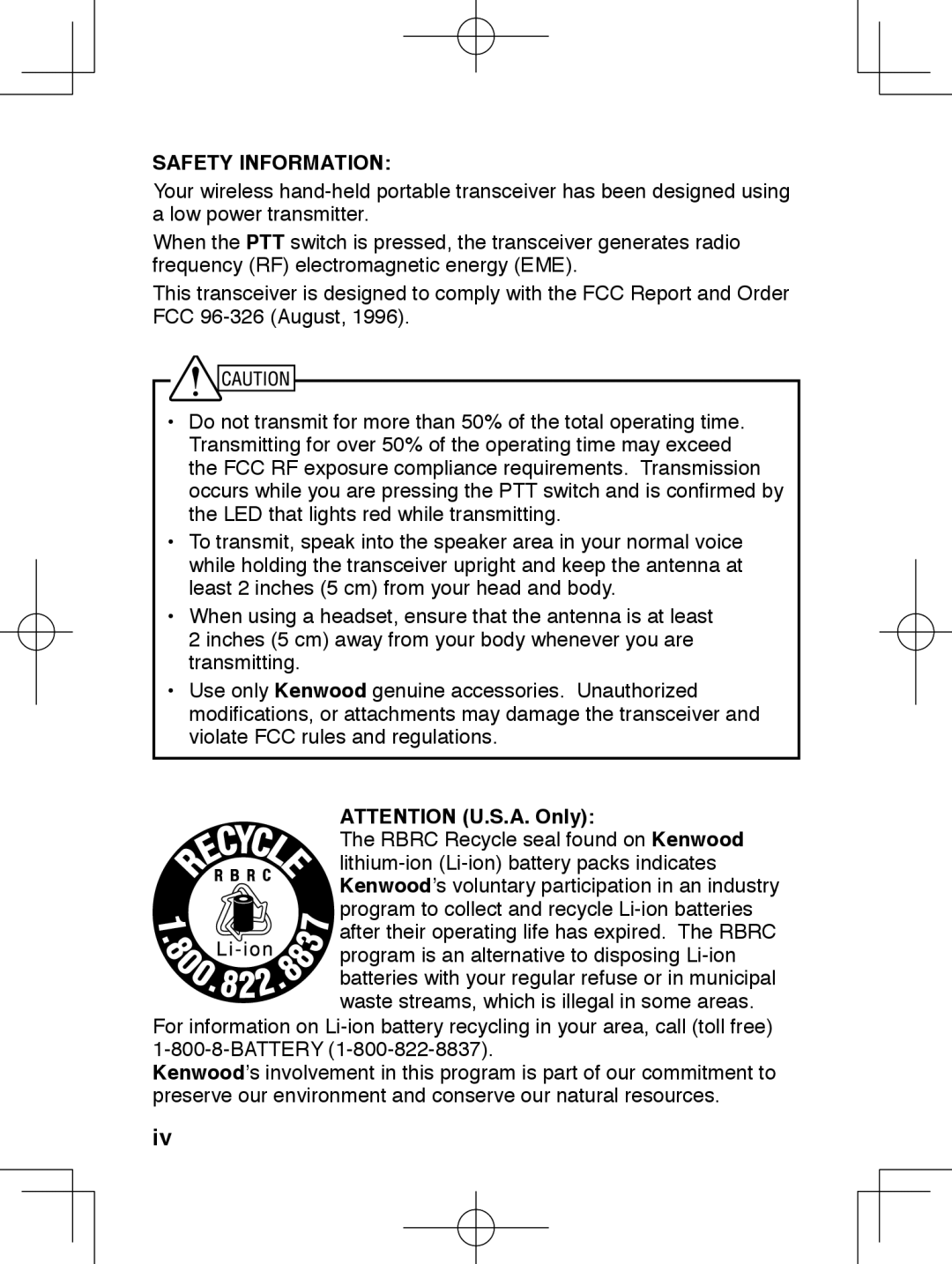 Kenwood TK-3230 instruction manual Safety Information 