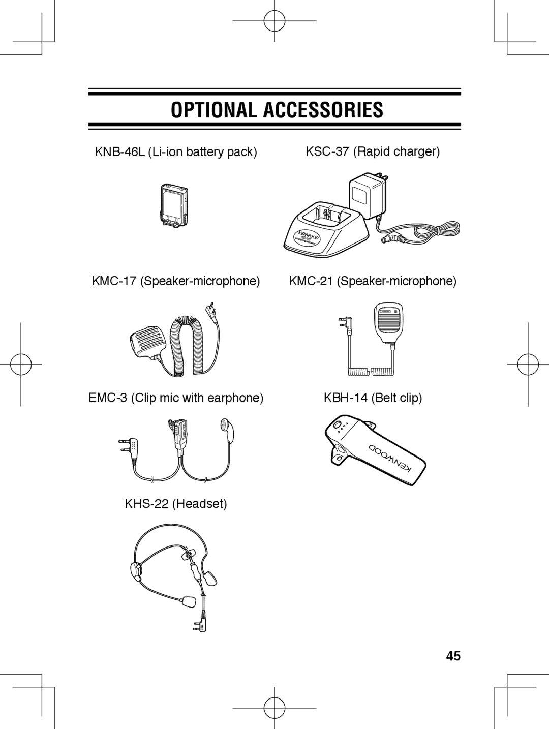 Kenwood TK-3230 instruction manual Optional Accessories 