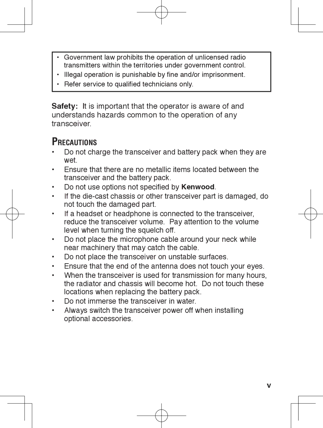 Kenwood TK-3230 instruction manual Precautions 