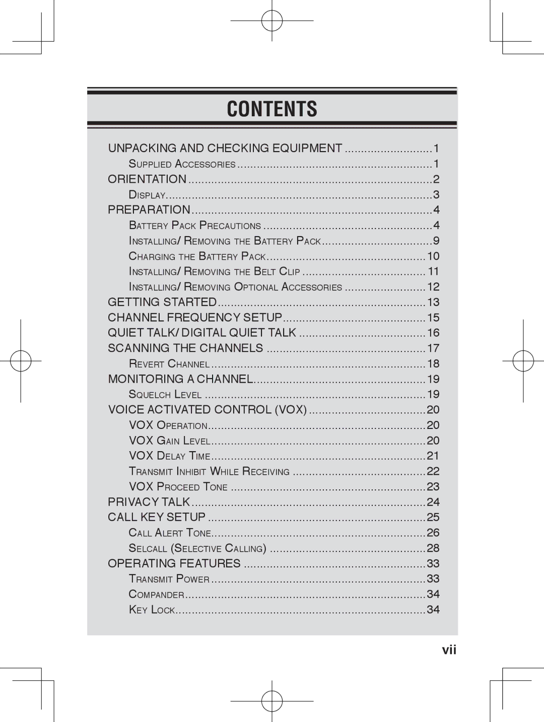 Kenwood TK-3230 instruction manual Contents 