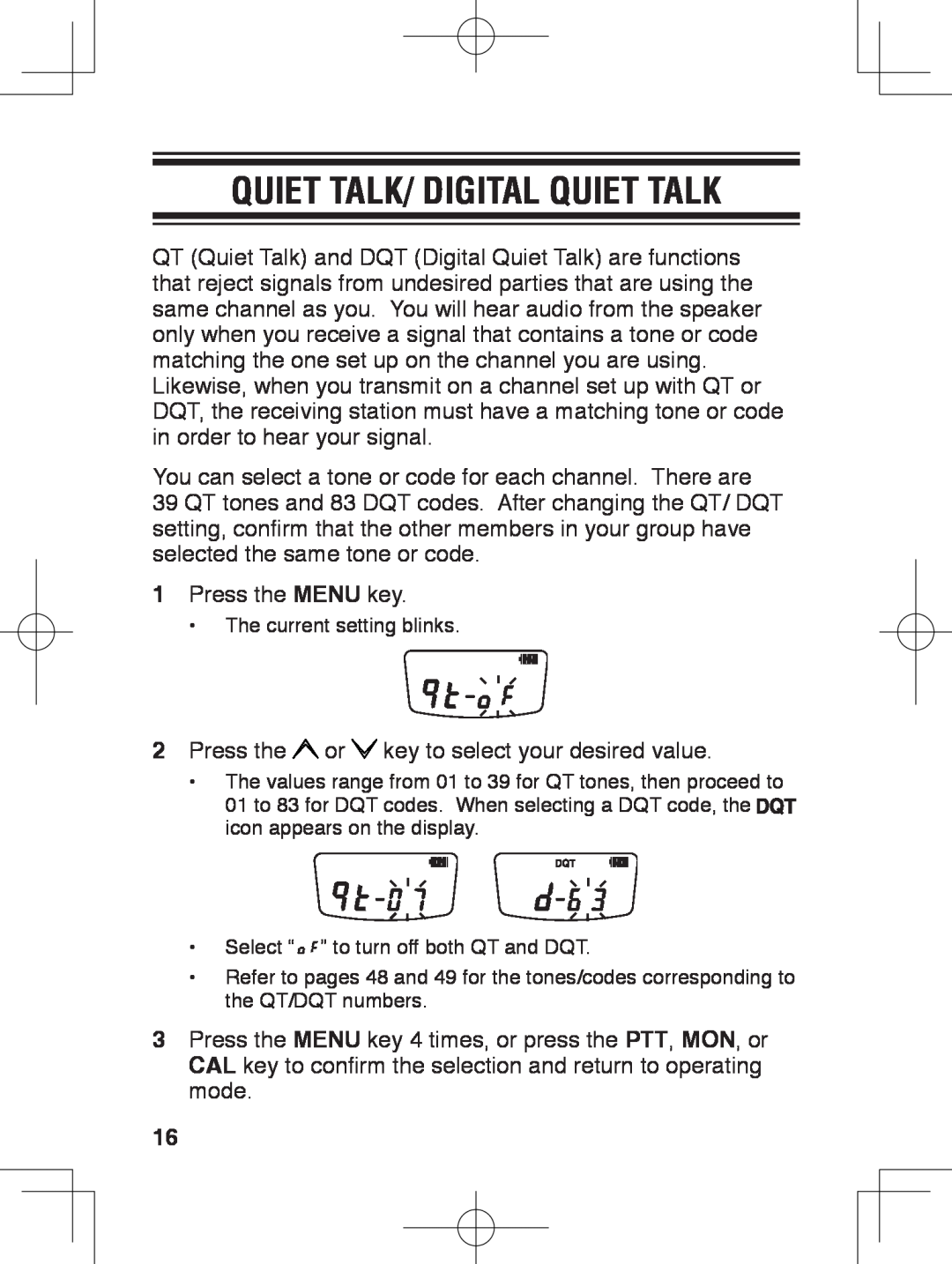 Kenwood TK-3230 instruction manual Quiet Talk/ Digital Quiet Talk 