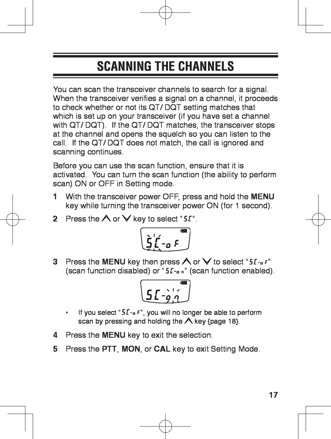 Kenwood TK-3230 instruction manual Scanning the Channels 