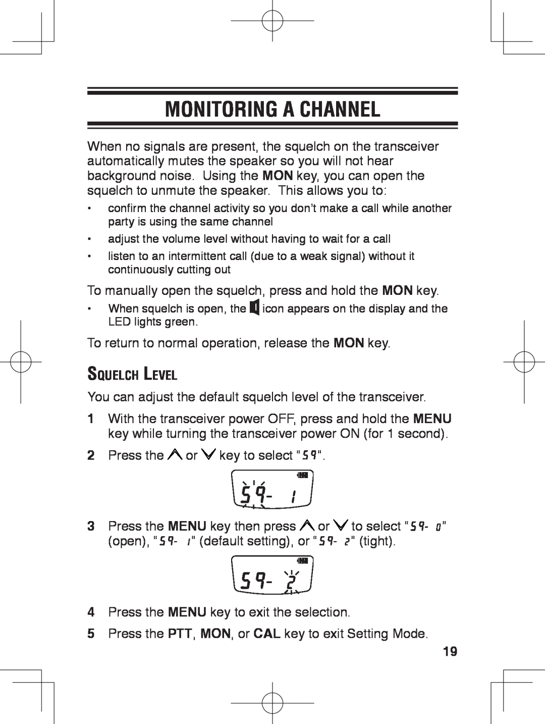 Kenwood TK-3230 instruction manual Monitoring a Channel 
