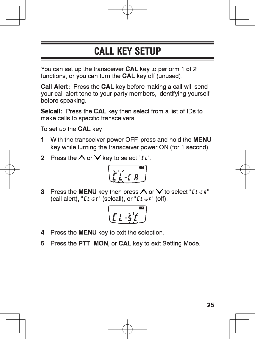 Kenwood TK-3230 instruction manual Call Key Setup 
