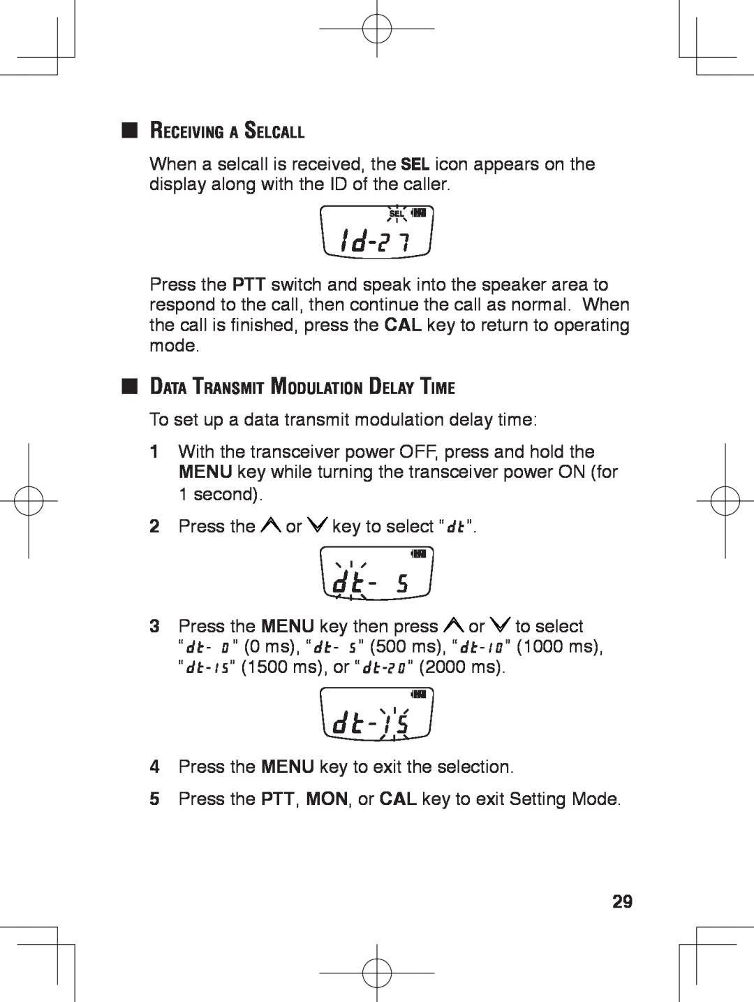 Kenwood TK-3230 instruction manual To set up a data transmit modulation delay time 