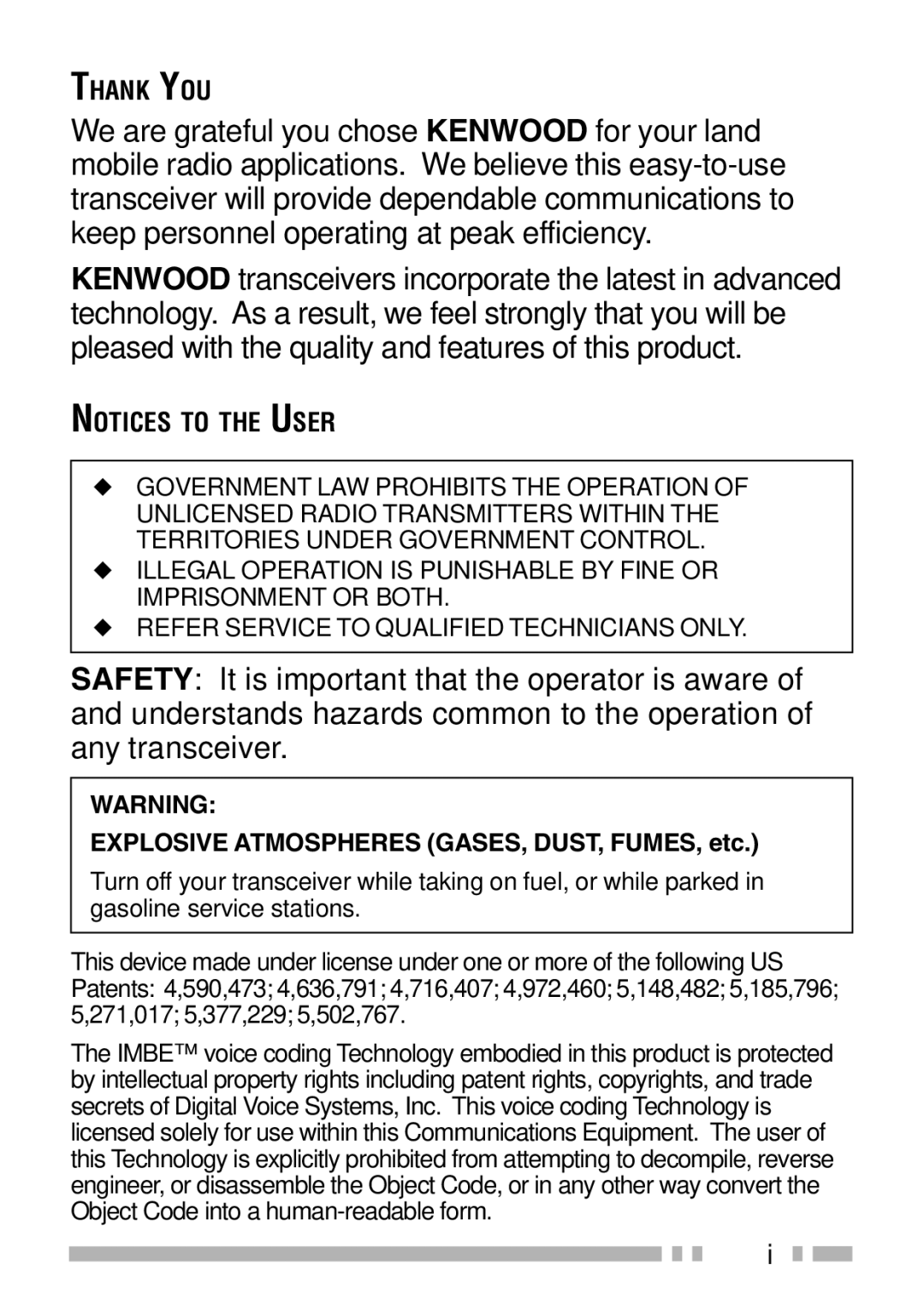 Kenwood TK-5210 instruction manual Thank YOU 