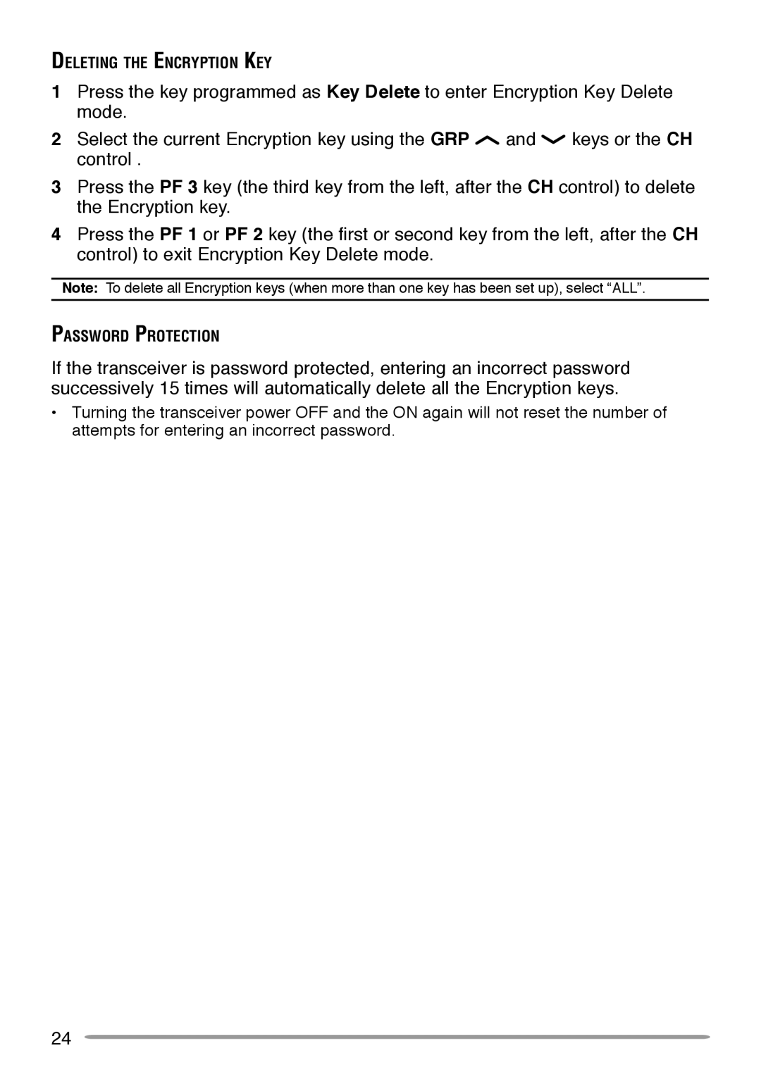 Kenwood TK-5710H instruction manual Deleting the Encryption KEY 