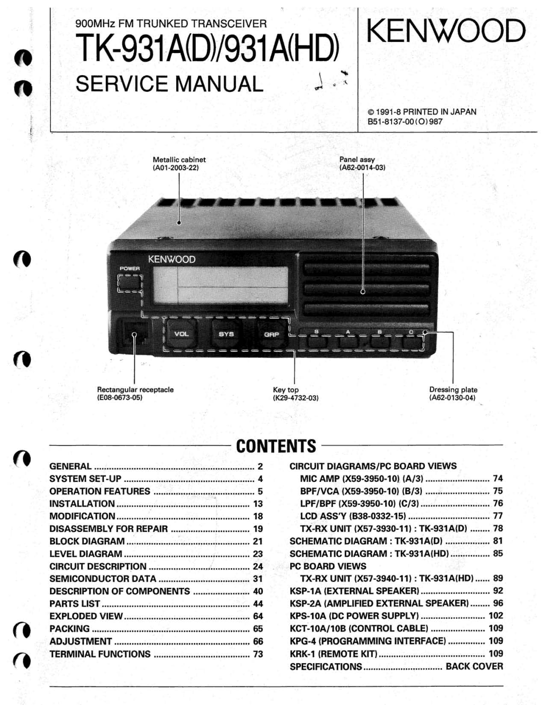 Kenwood TK-931A(D) manual 