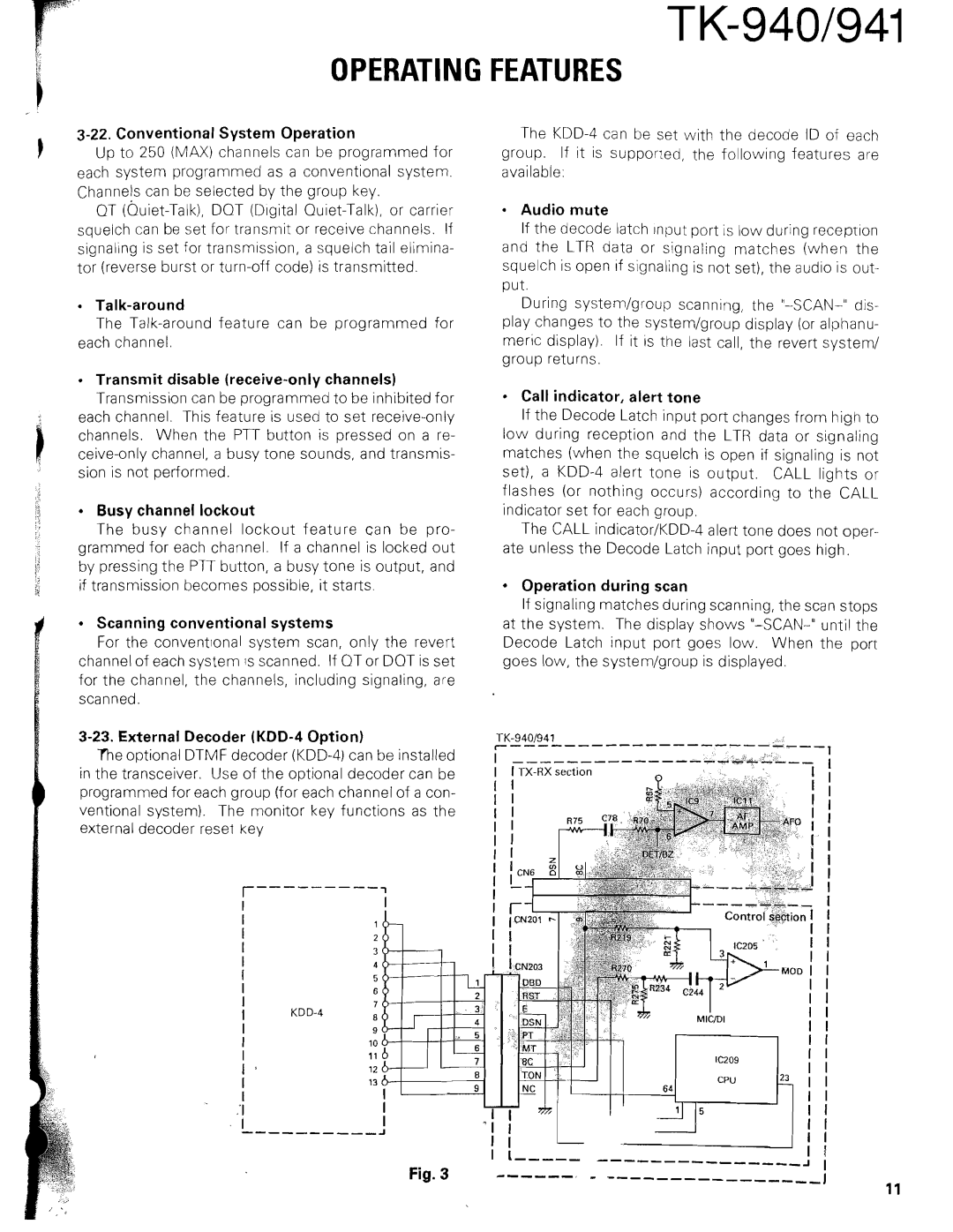 Kenwood TK-940 Conventional System Operation, Talk-around, Transmit disable receive-only channels, Busy channel lockout 