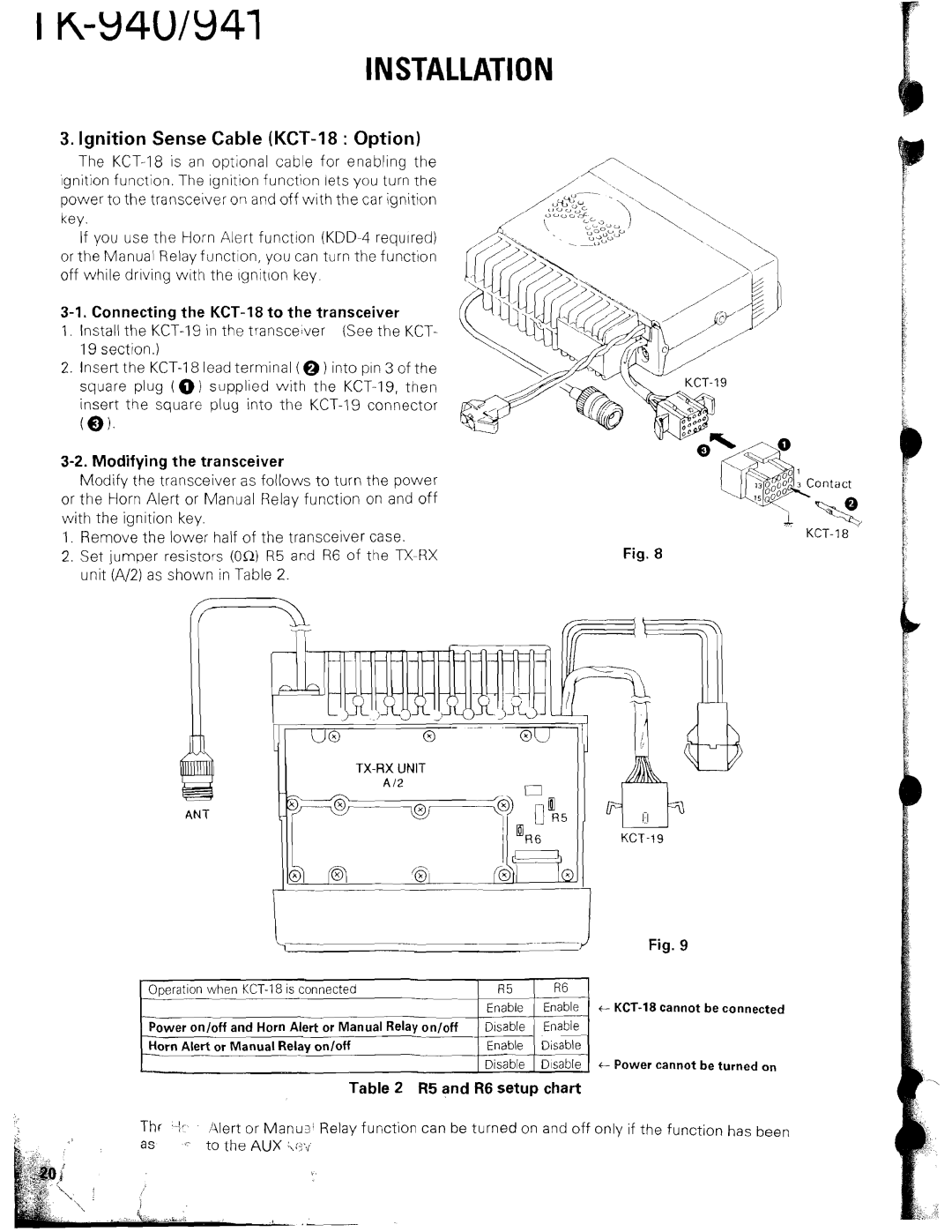 Kenwood TK-940 Ignition Sense Cable KCT-18 Option, Connecting the KCT-18 to the transceiver, Modifying the transceiver 