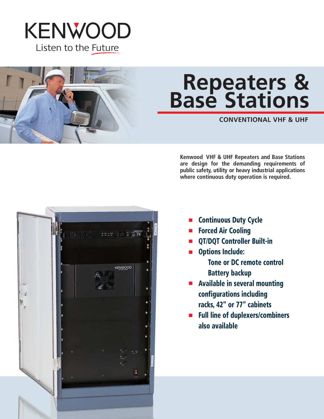 Kenwood TKR-7500S, TKR-8400S, TKR-7400S, TKR-8500S manual Repeaters & Base Stations, Conventional VHF & UHF 