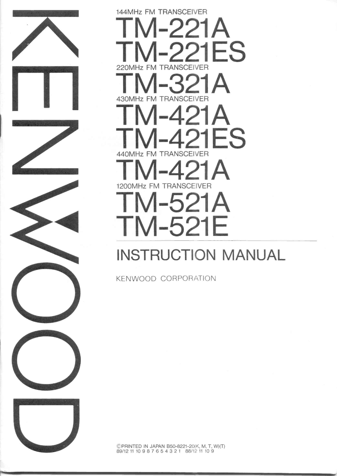 Kenwood TM-221A, TM-221ES, TM-521E, TM-321A, TM-421ES, TM-521A manual 