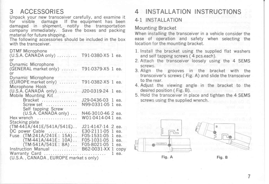 Kenwood TM-541E, TM-241E, TM-541A, TM-441A, TM-441E, TM-241A manual 