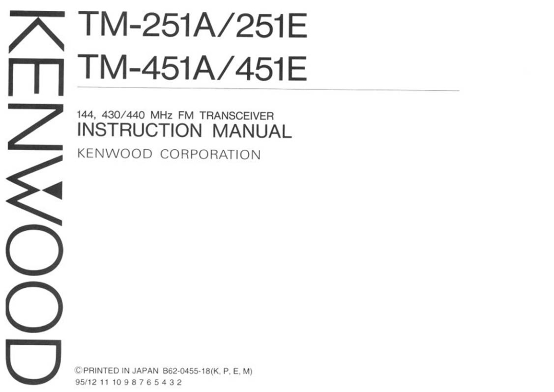 Kenwood TM451A/451E, TM-251A/251E manual 