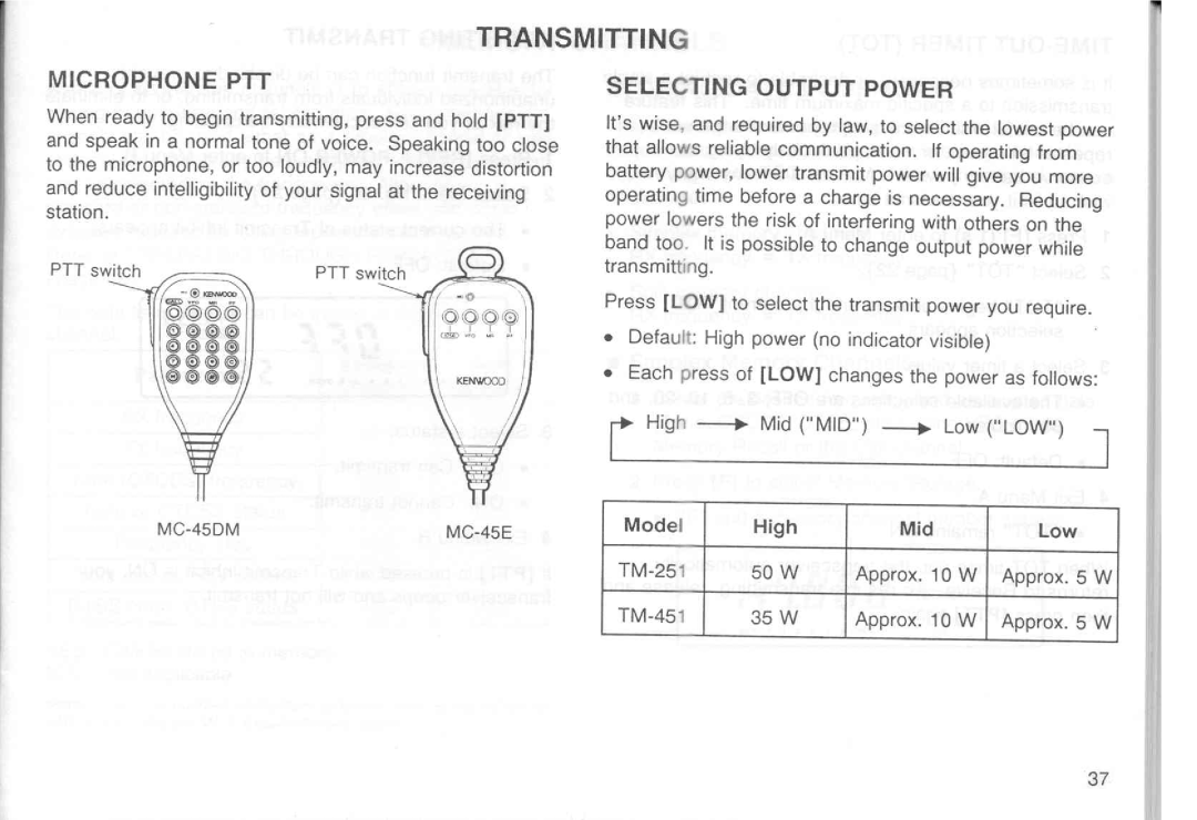 Kenwood TM-251E, TM-251A, TM-451E, TM-451A manual 