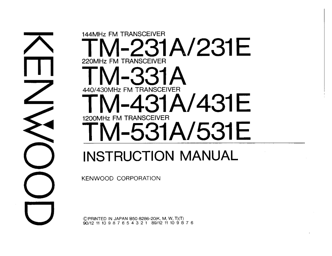 Kenwood TM-431E, TM-431A, TM-531E, TM-231E, TM-331A, TM-531A manual 