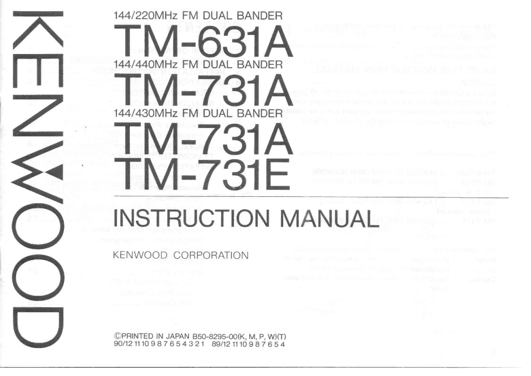 Kenwood TM-631A manual 