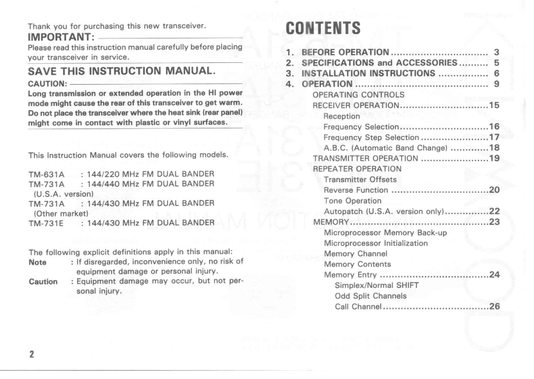 Kenwood TM-631A manual 