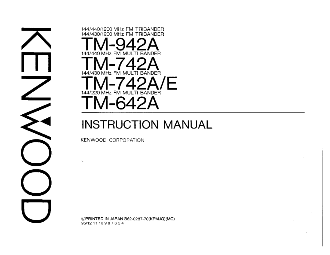 Kenwood TM-742A/E, TM-942A, TM642A manual 