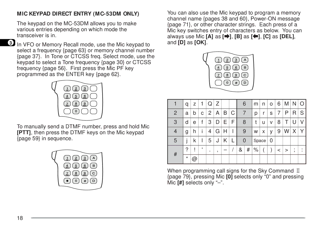 Kenwood TM-D700 E instruction manual MIC Keypad Direct Entry MC-53DM only 