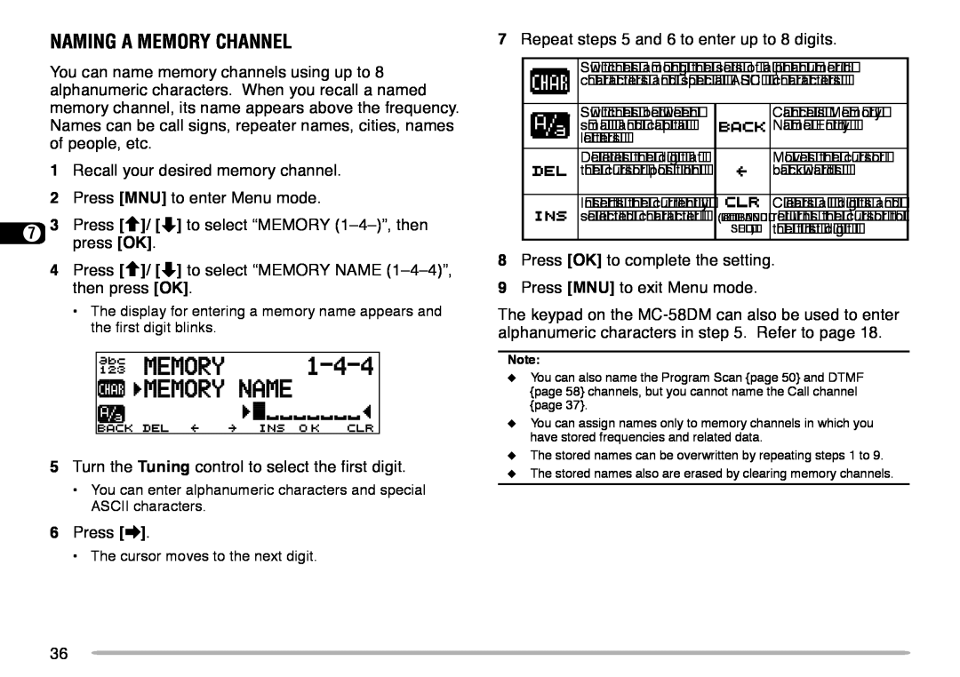 Kenwood TM-V708A instruction manual Naming A Memory Channel 