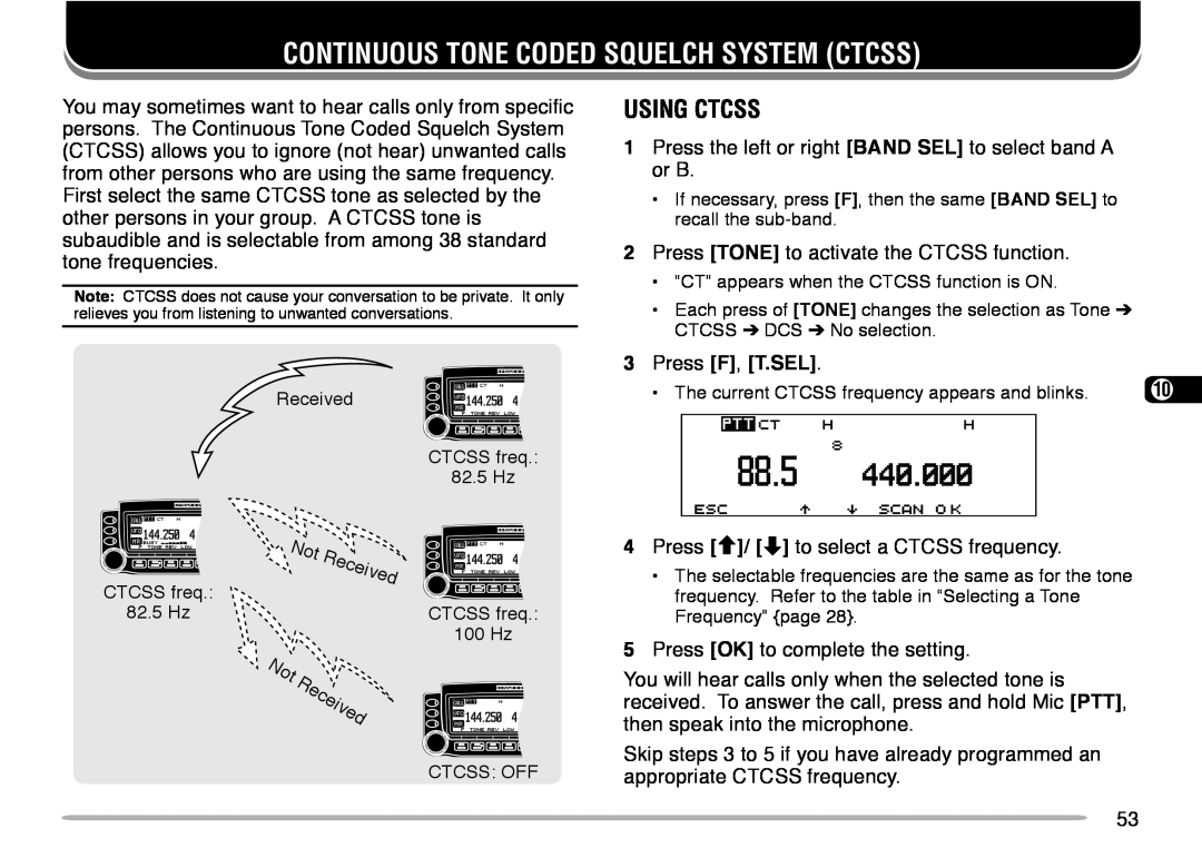 Kenwood TM-V708A instruction manual Continuous Tone Coded Squelch System Ctcss, Using Ctcss 