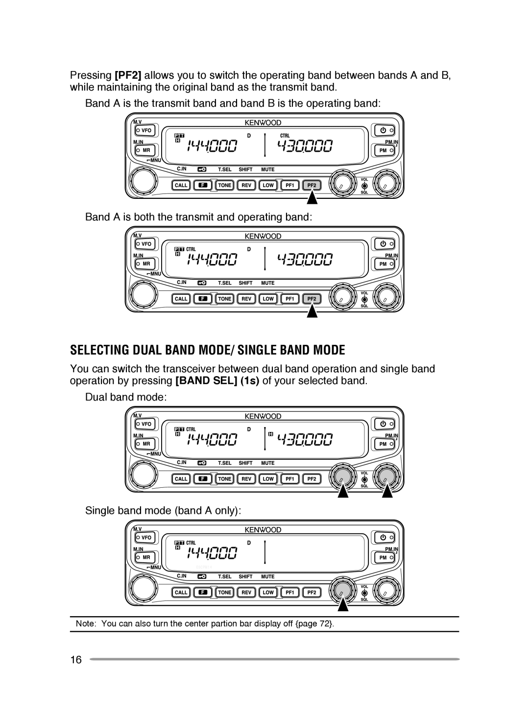 Kenwood TM-V71E, TM-V71A instruction manual Selecting Dual band mode/ single band Mode 