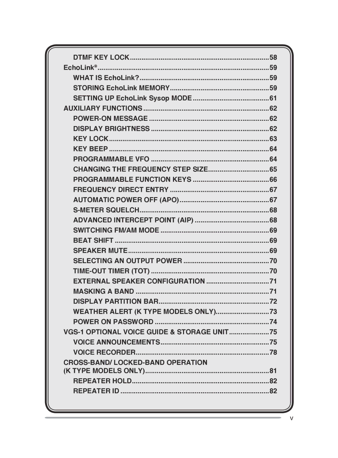 Kenwood TM-V71A, TM-V71E instruction manual Dtmf Key Lock, VGS-1 Optional Voice Guide & Storage Unit 