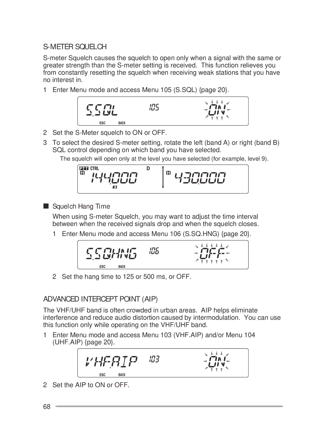 Kenwood TM-V71E, TM-V71A instruction manual Meter Squelch, Advanced Intercept Point AIP, Squelch Hang Time 