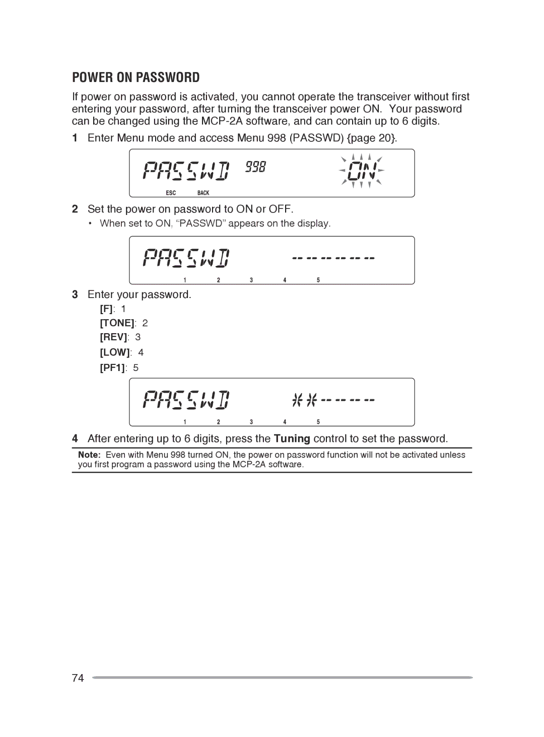 Kenwood TM-V71E, TM-V71A instruction manual Power On Password, Enter your password 