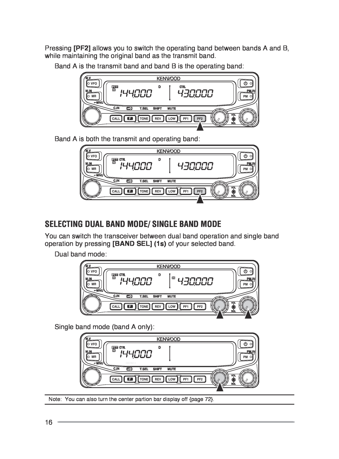 Kenwood TM-V71E, TM-V71A instruction manual SELECTING Dual band mode/ single band MODE 
