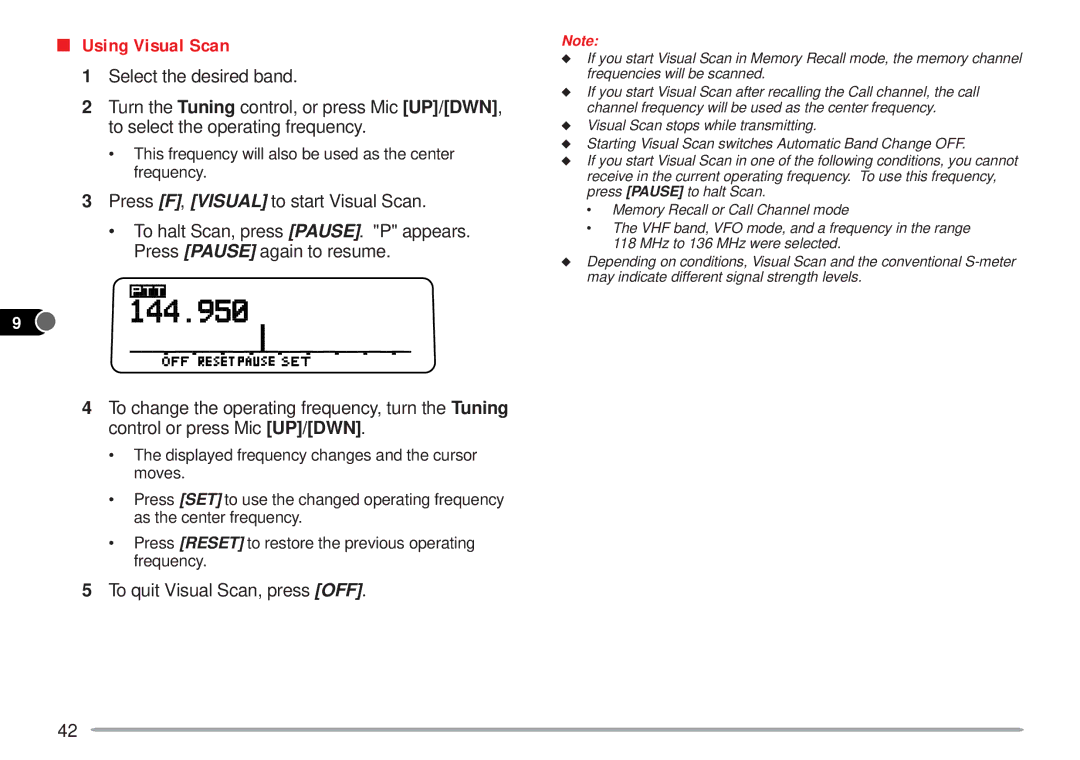 Kenwood TM-V7A instruction manual Using Visual Scan 