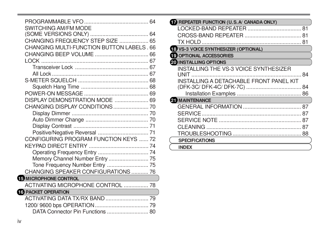 Kenwood TM-V7A Transceiver Lock All Lock, Squelch Hang Time, 1200/ 9600 bps Operation Data Connector Pin Functions 